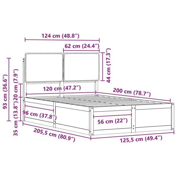 Bettgestell mit gepolstertem Kopfteil Hellgrau 120 x 200 cm