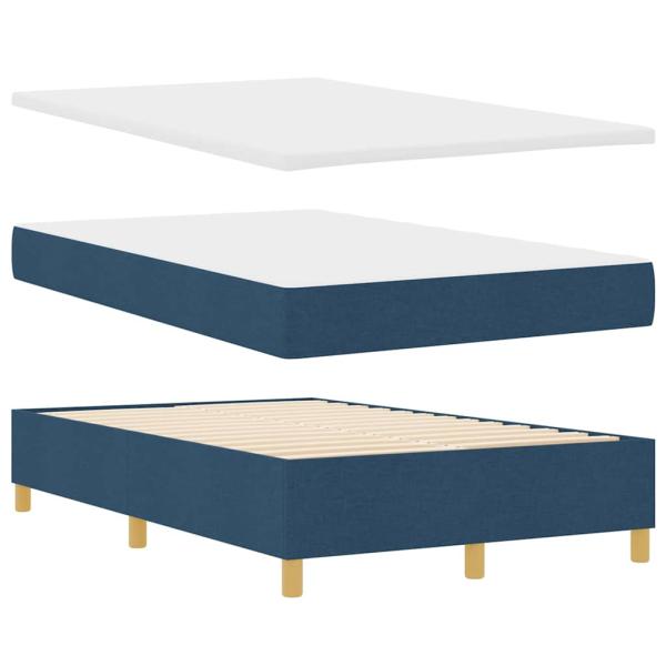 LED Boxspringbett mit Matratze Blau 120 x 190 cm Stoff