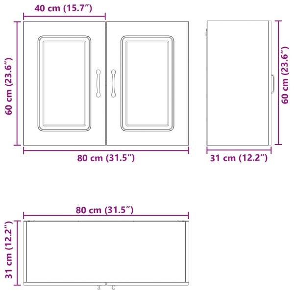 Küchenschrank Kalmar Schwarz Eichen-Optik 80 x 31 x 60 cm