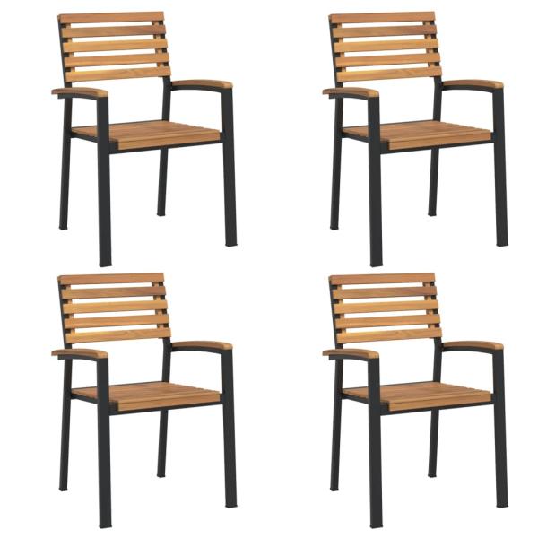 ARDEBO.de - 5-tlg. Garten-Essgruppe Massivholz Akazie und Metall