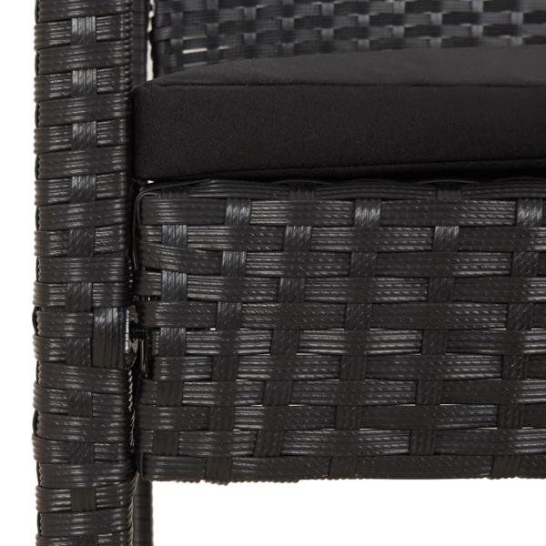 ARDEBO.de - Gartenbank mit Kissen Schwarz 105 cm Poly Rattan