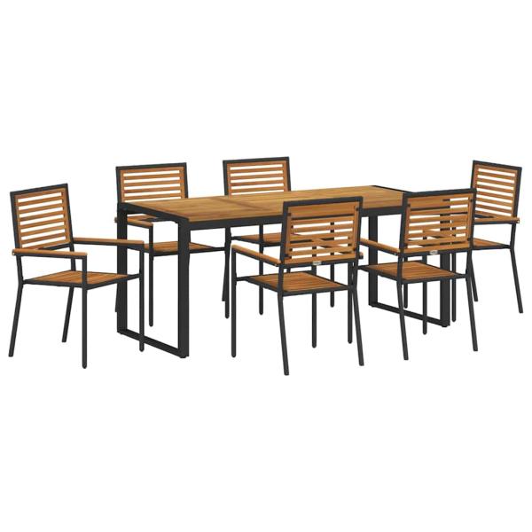 Garten Essgruppe 7 pcs Schwarz und Braun Poly-Rattan