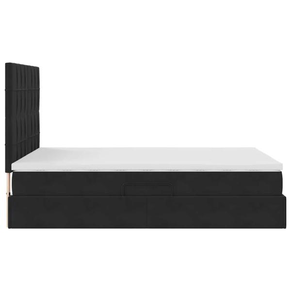 ARDEBO.de - Bett mit Stauraum und LED mit LED Schwarz 140 x 190 cm Samt