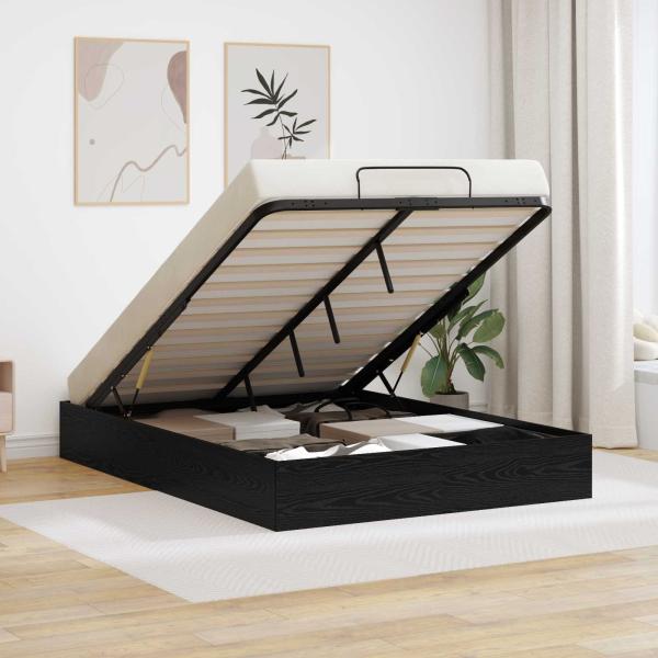 ARDEBO.de - Ottoman Bettgestell Schwarz Eichen-Optik 193 x 120 x 25 cm