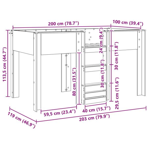 Etagenbett für Kinder Altholz 100 x 200 cm Holzwerkstoff