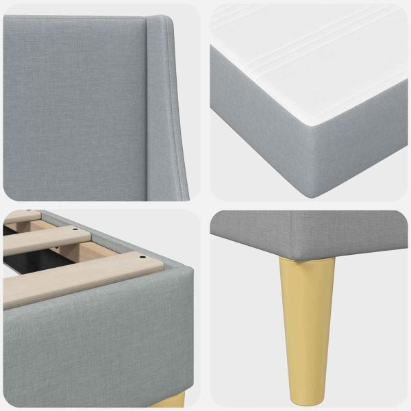 Bettgestell mit Matratze Uni Hellgrau 90 x 200 cm Stoff