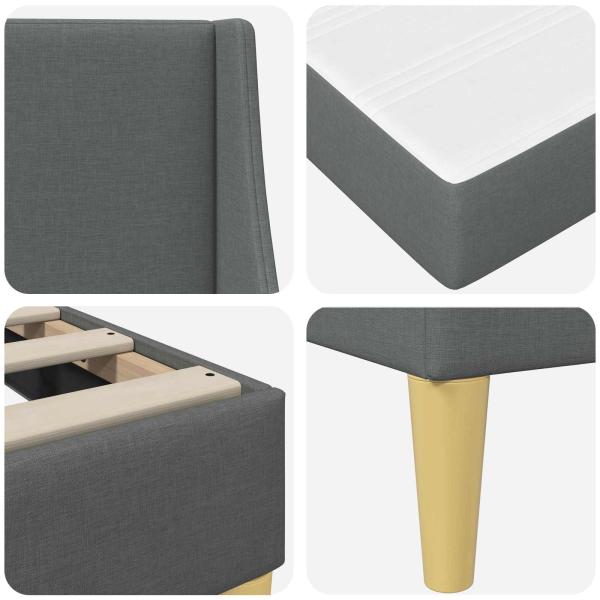 Bettgestell mit Matratze Uni Dunkelgrau 90 x 200 cm Stoff