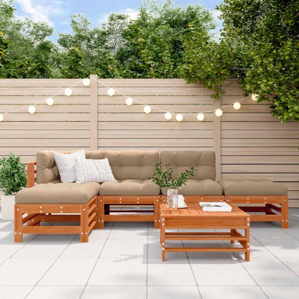 ARDEBO.de - Garten-Lounge-Set 5 pcs Wachsbraun Massives Kiefernholz