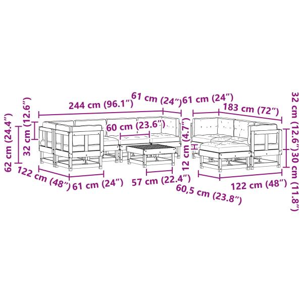 Garten-Lounge-Set 33 pcs Wachsbrown und Taupe