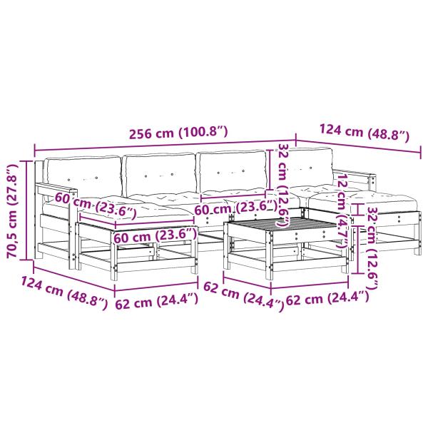 Garten-Lounge-Set 7 pcs Wachsbrown und Taupe