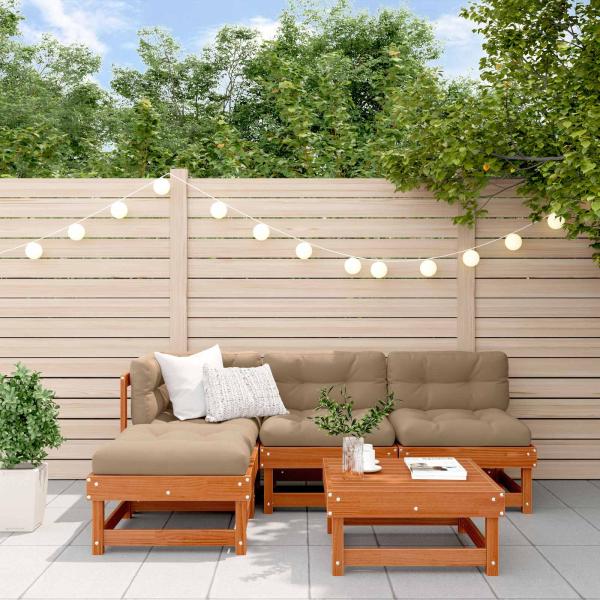 ARDEBO.de - Garten-Lounge-Set 5 pcs Wachsbraun Massives Kiefernholz