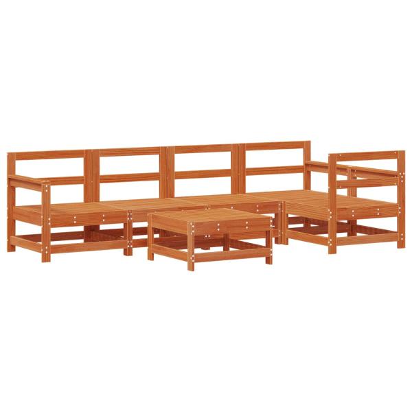 Garten-Lounge-Set 7 pcs Wachsbraun Massives Kiefernholz