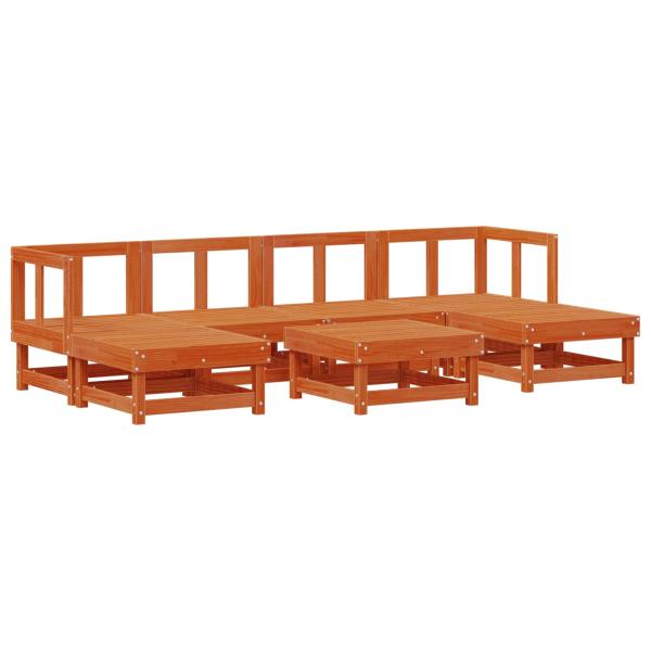 Garten-Lounge-Set 7 pcs Wachsbraun Massives Kiefernholz