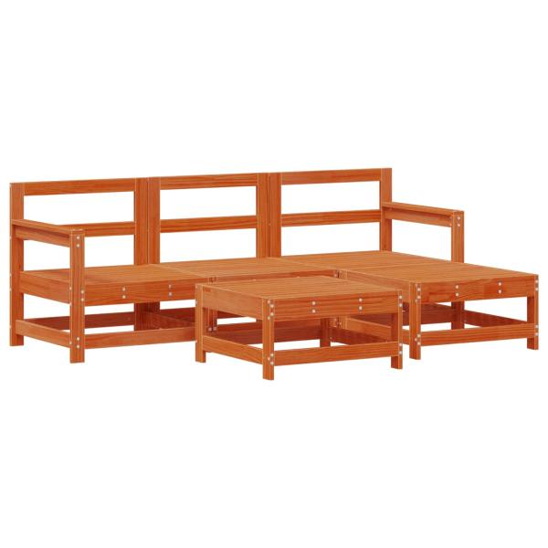 Garten-Lounge-Set 5 pcs Wachsbraun Massives Kiefernholz