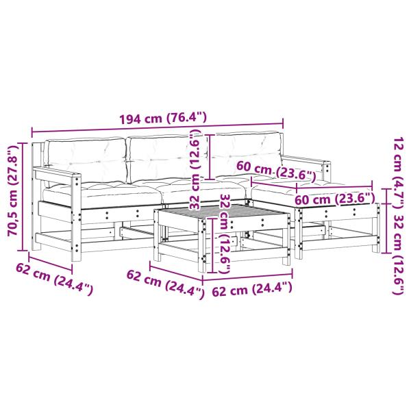 Garten-Lounge-Set 5 pcs Wachsbrown und Taupe