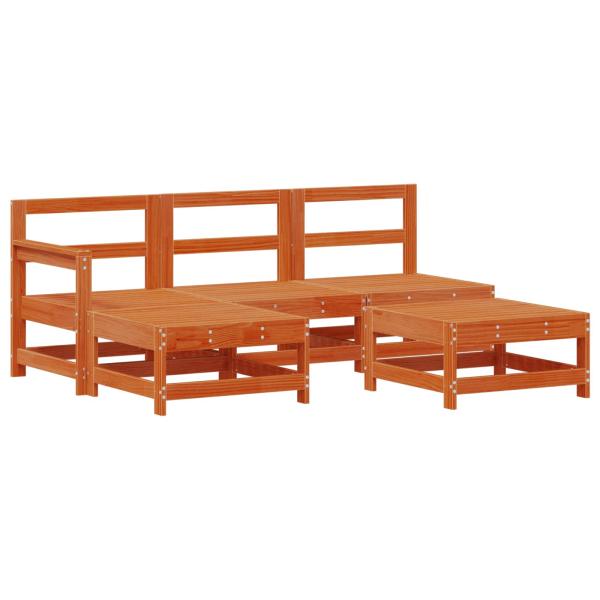 Garten-Lounge-Set 5 pcs Wachsbraun Massives Kiefernholz