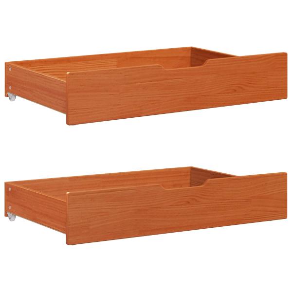 ARDEBO.de - Bettrahmen mit Schubladen 3 pcs Wachsbraun Massivholz Kiefer