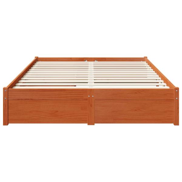 Bettrahmen mit Schubladen 3 pcs Wachsbraun Massivholz Kiefer