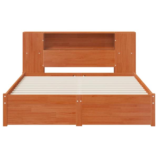 Bettgestell mit Aufbewahrungskopfteil Wachsbraun 140 x 190 cm