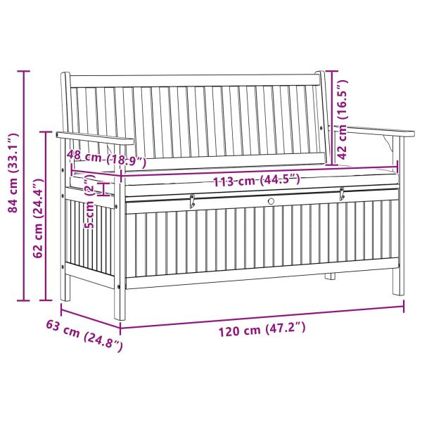Sitzbank mit Stauraum mit Speicher mit Tür Massiv-Akazie