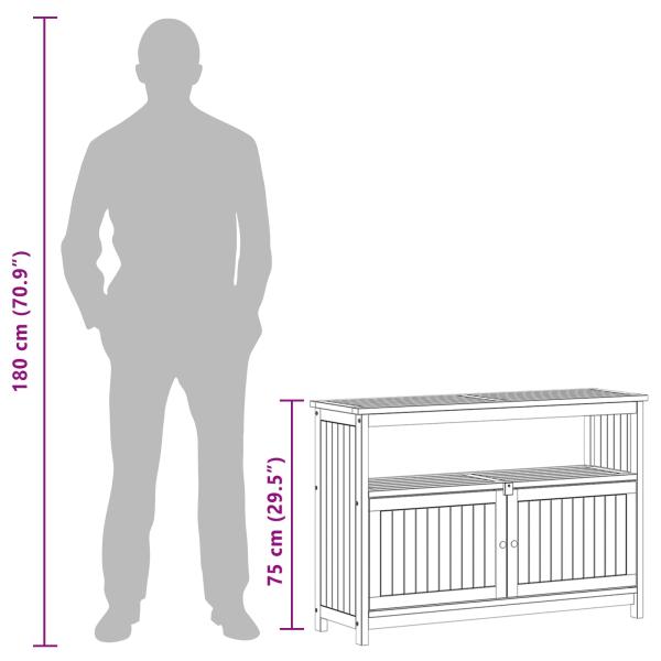 Gartenkonsole Tisch Helles Akazienholz 110 x 35 x 75 cm