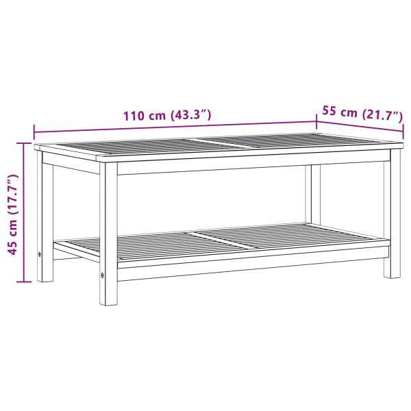 Beistelltisch Öl-Natur 110 x 55 x 45 cm Massivholz Akazie