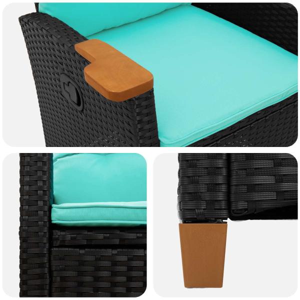 Liegestuhl mit Teeteller 62 x 64 x 112 cm Poly-Rattan