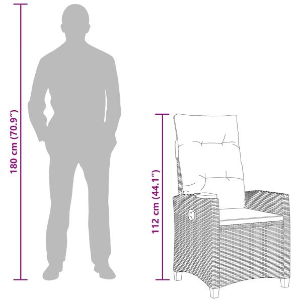 Liegestuhl mit Teeteller 62 x 64 x 112 cm Poly-Rattan