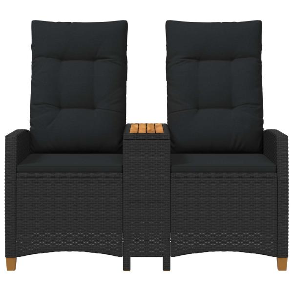 ARDEBO.de - Liegebank mit Tisch Schwarz 126 x 65 x 112 cm Poly-Rattan