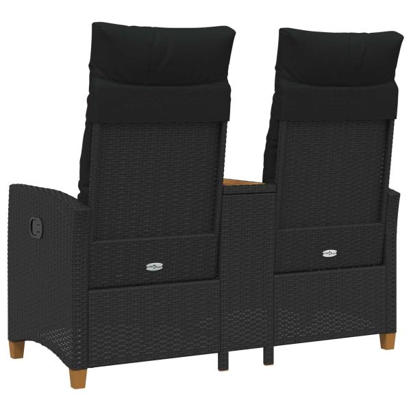 Liegebank mit Tisch Schwarz 126 x 65 x 112 cm Poly-Rattan