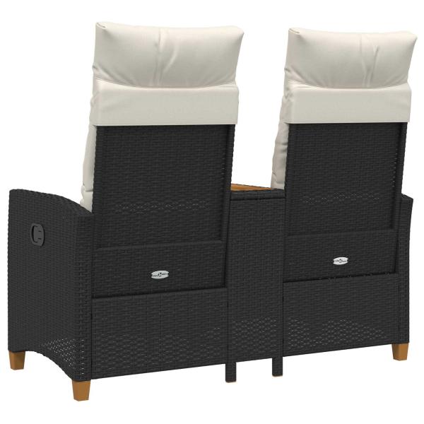 ARDEBO.de - Liegebank mit Tisch Schwarz und Cremeweiß 126 x 65 x 112 cm