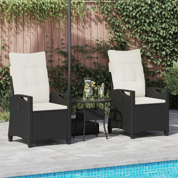 ARDEBO.de - Gartenstuhl 2 pcs Schwarz und Creme 56 x 60 x 112 cm