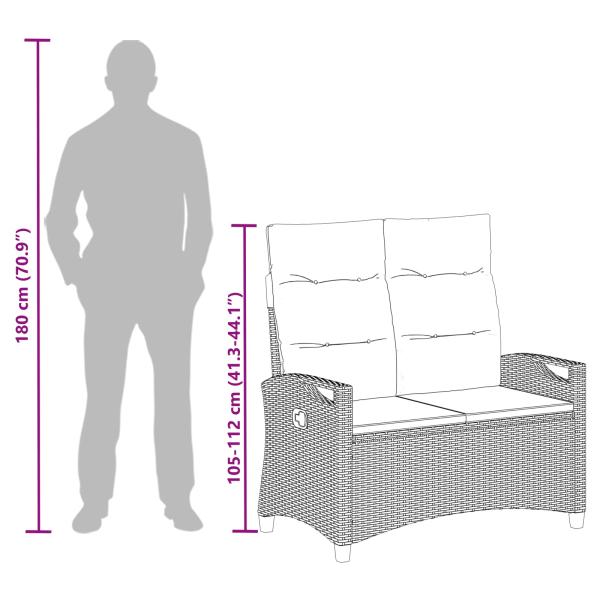 Gartenbank mit Kissen Schwarz und Creme 105 x 60 x 112 cm