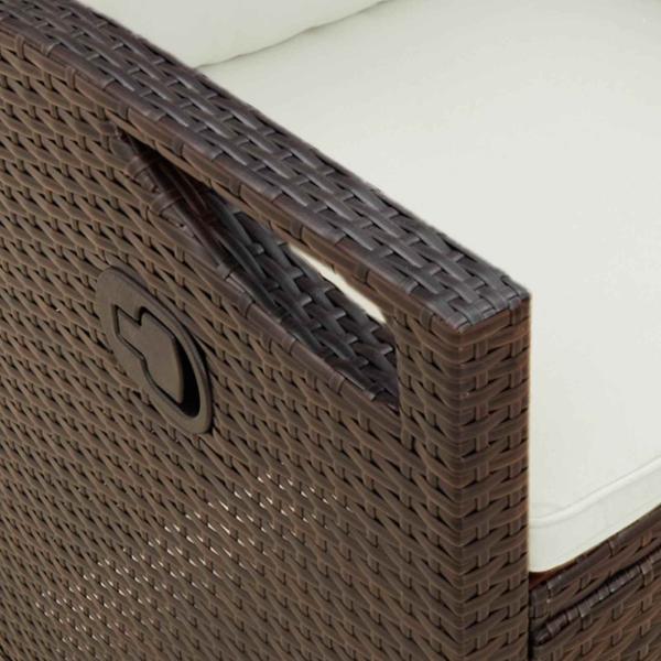 Gartenbank mit Kissen Braun und Creme 105 x 60 x 112 cm