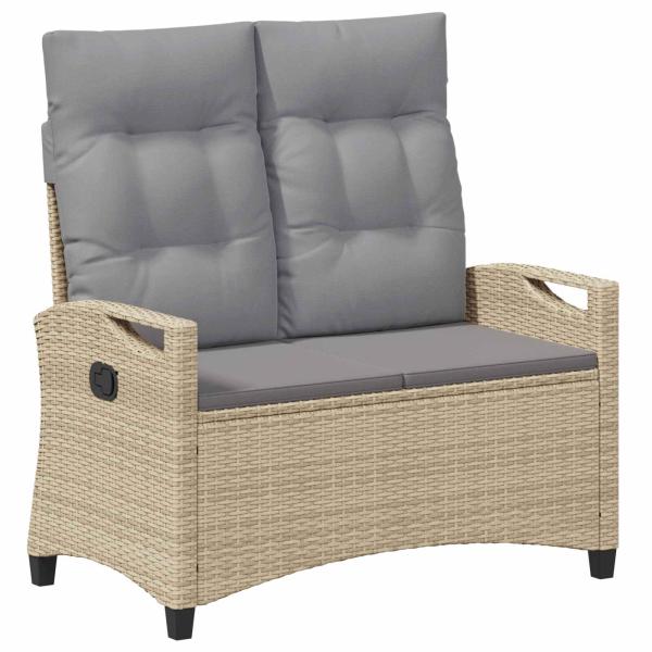 Gartenbank mit Kissen Beige und Hellgrau 105 x 60 x 112 cm