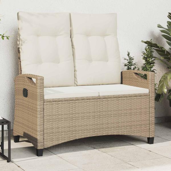 ARDEBO.de - Gartenbank mit Kissen Beige und Creme 105 x 60 x 112 cm