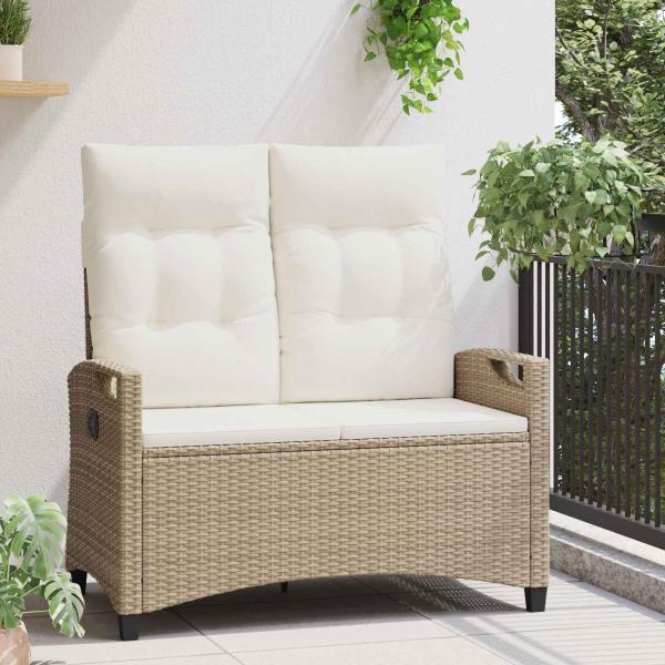 Gartenbank mit Kissen Beige und Creme 105 x 60 x 112 cm