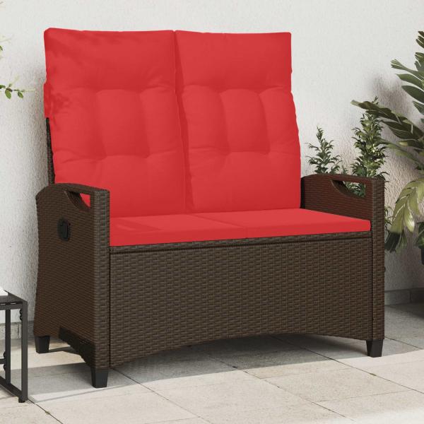 ARDEBO.de - Gartenbank Braun und Rot 105 x 60 x 112 cm Stahl und Polyester