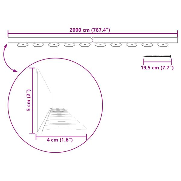 Rasenkanten Grün 2000 x 4 x 5 cm Kunststoff