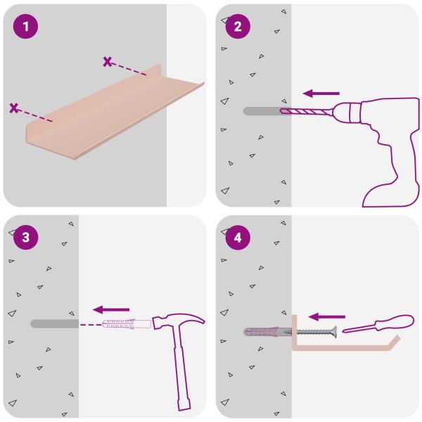 Wandregal mit Regal Wandmontiert 3 pcs Rosa 40 x 9 x 2,5 cm