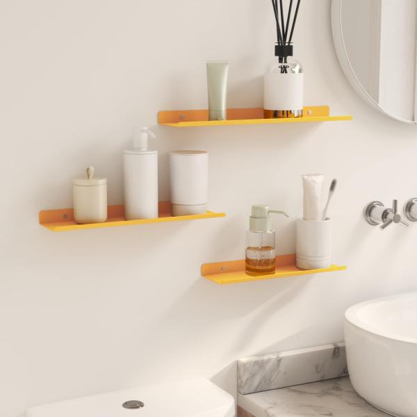 Wandregal mit Regal Wandmontiert 3 pcs Senfgelb 40 x 9 x 2,5 cm