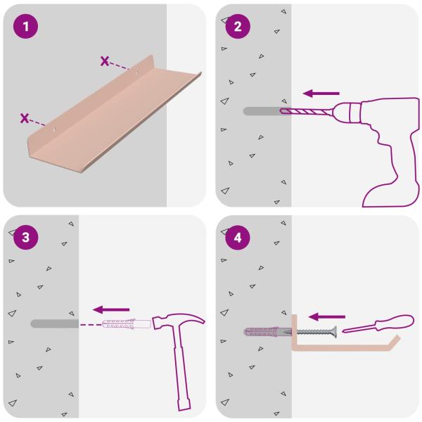 Wandregal mit Regal Wandmontiert 4 pcs Rosa 30 x 9 x 2,5 cm