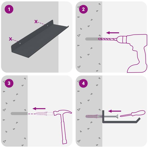 Wandregal mit Regal 4 pcs Anthrazit 30 x 9 x 2,5 cm