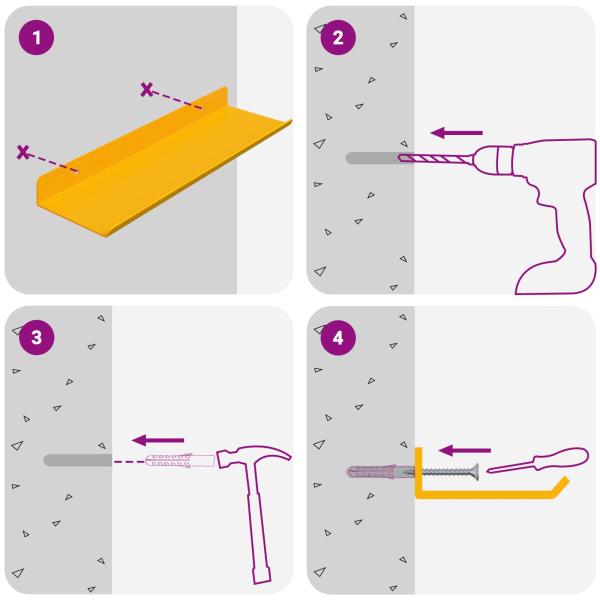 Wandregal mit Regal Wandmontiert 4 pcs Senfgelb 30 x 9 x 2,5 cm