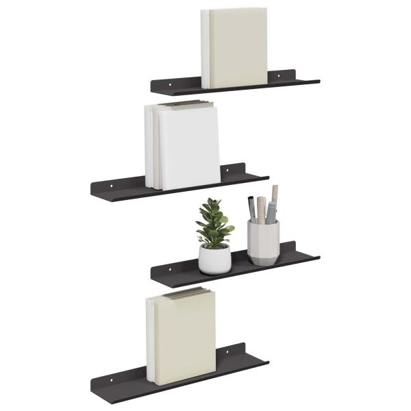 Wandregal mit Regal Wandmontiert 4 pcs Schwarz 40 x 9 x 2,5 cm
