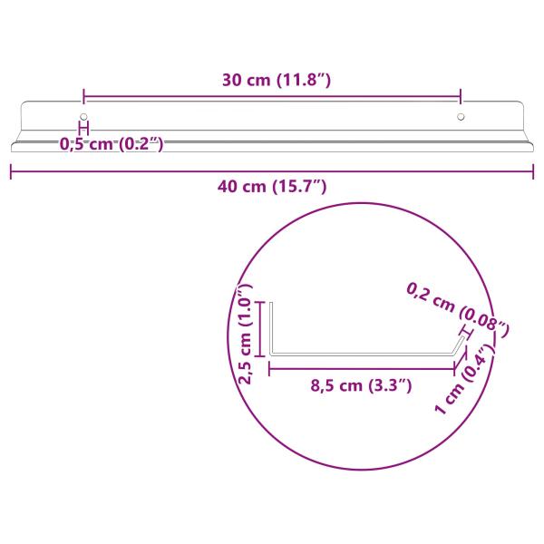 Wandregal mit Regal Wandmontiert 2 pcs Rosa 40 x 9 x 2,5 cm