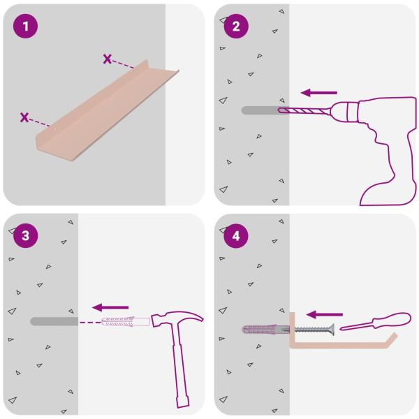 Wandregal mit Regal Wandmontiert 2 pcs Rosa 40 x 9 x 2,5 cm