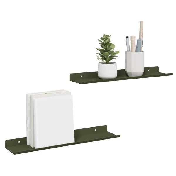 Wandregal mit Regal 2 pcs Olive Grün 40 x 9 x 2,5 cm