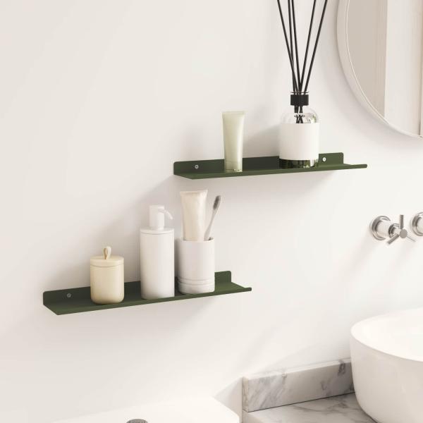 Wandregal mit Regal 2 pcs Olive Grün 40 x 9 x 2,5 cm