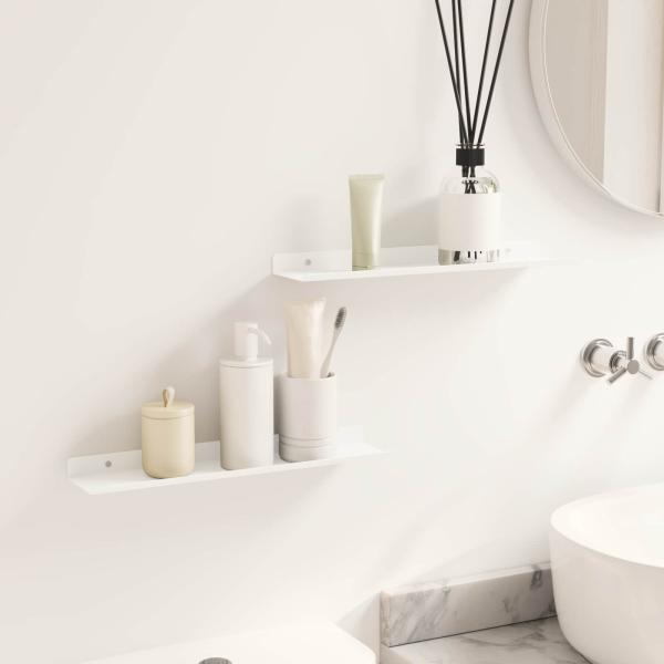 Wandregal mit Regal Wandmontiert 2 pcs Weiß 40 x 9 x 2,5 cm